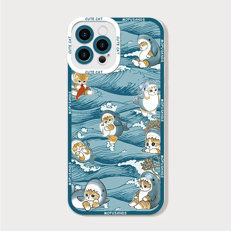 Cartoon Shark Cat Clear Phone Case
