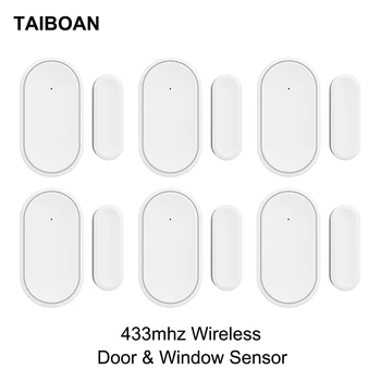 TAIBOAN Wireless 433mhz Door Window Sensor Mini Alarm Sensor Armed Disarmed for Home Security Alarm System APP Remote Control 1