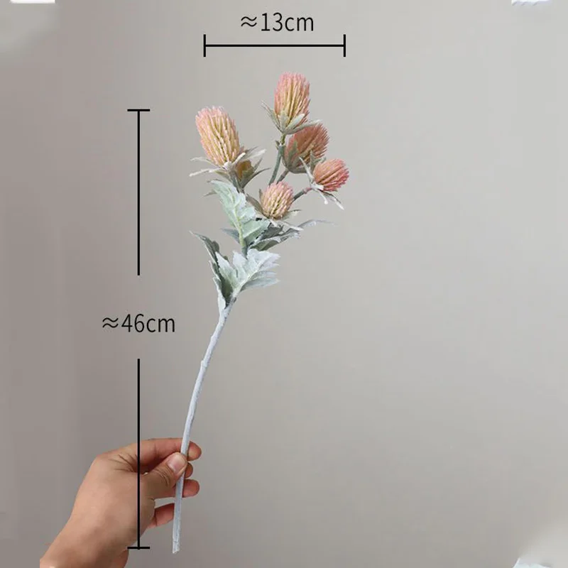 Flocked Eryngium Thistle Flower Bouquet for Wedding and Home Decor