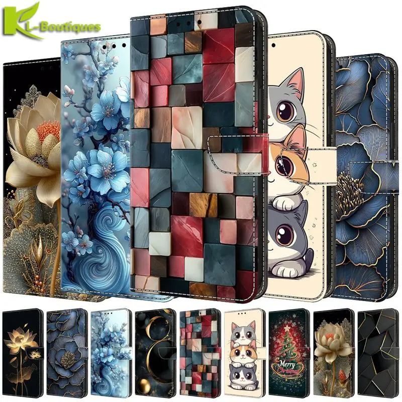 Charming Painted Leather Flip Wallet Case - Stylish Book Cover Holder