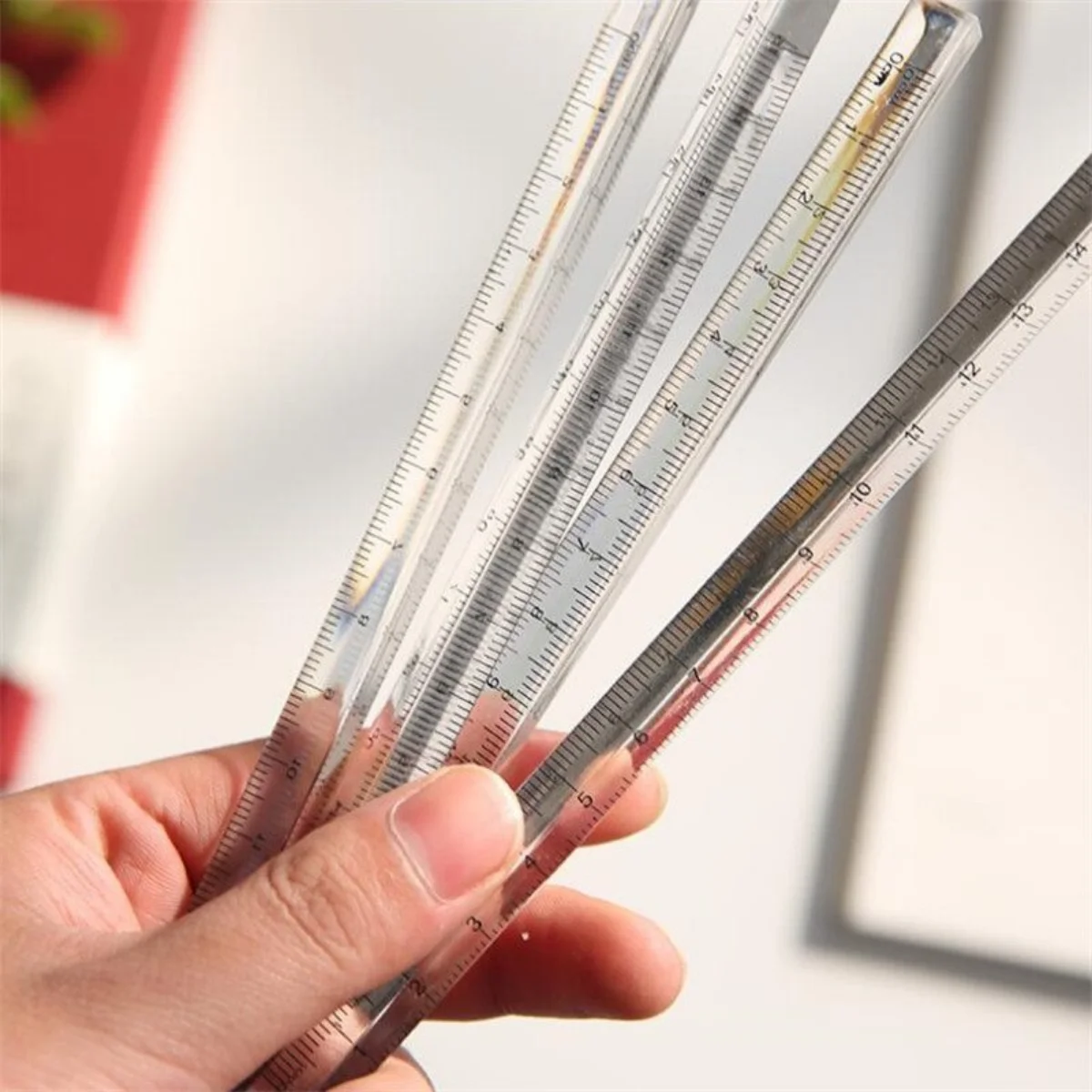 Straight Ruler 1PCS Transparent Triangle Ruler School Office Stationery