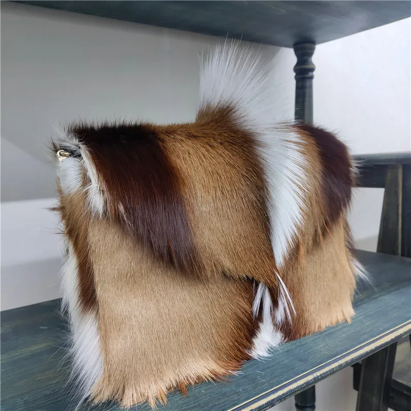 Bolso de mano para mujer, de lana, cachemira, piel de ternera, con asa en color de contraste, marca de lujo 2021, bolso de hombro de gran capacidad de alta gama