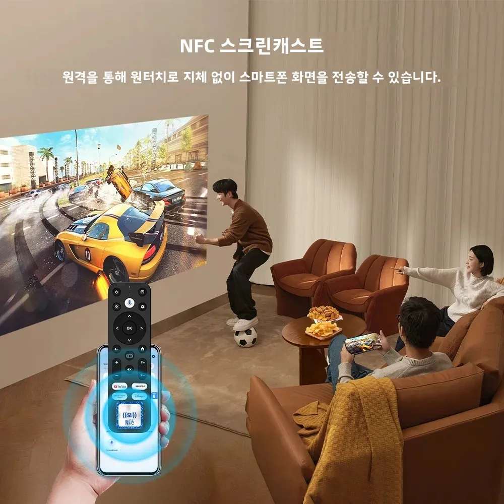 [구글 TV 안드로이드] 4K 자동 초점 휴대용 프로젝터 2.4G+5G 와이파이 2800ANSI 프로젝터 NFC TOF 홈 시어터 야외 프로젝터