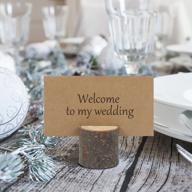 5/10/30set Natürliche Holz Tischkartenhalter Rustikale Tischschild Nummernhalter Kraft Tisch Tischkarten Hochzeit Party Dekoration – Detail 10