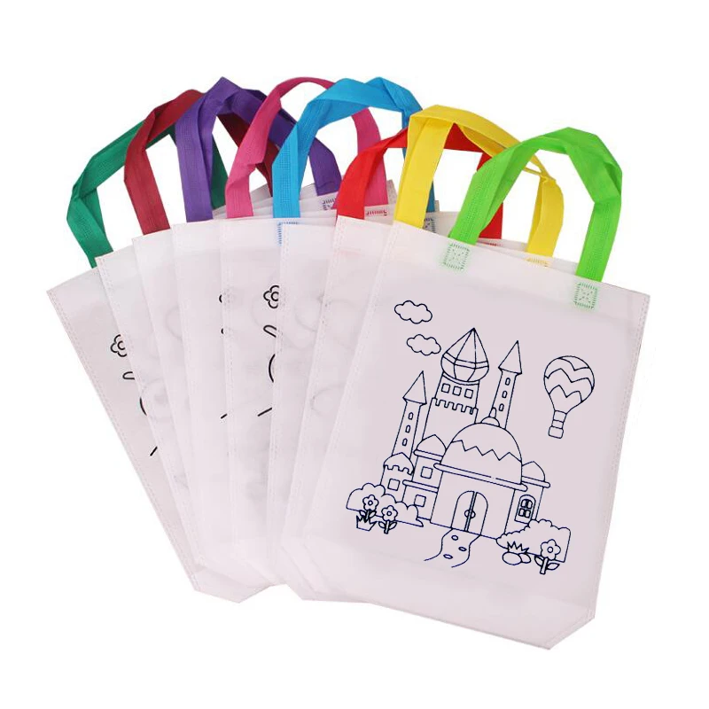 DIY Graffiti Bag with Coloring Marker Carnival Animal Art Party Goodie Bags  for Kids Eco Reusable Mini Non-woven Shopping bag - AliExpress