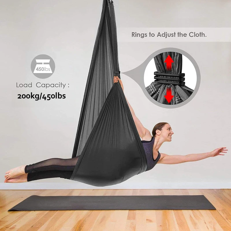 Aerial Yoga Strap Yoga Strap 6 Handles Aerial Yoga Hammock Flying Swing Anti-gravity Yoga Pilates Inversion Exercises Device Outdoor Indoor Swing Belt