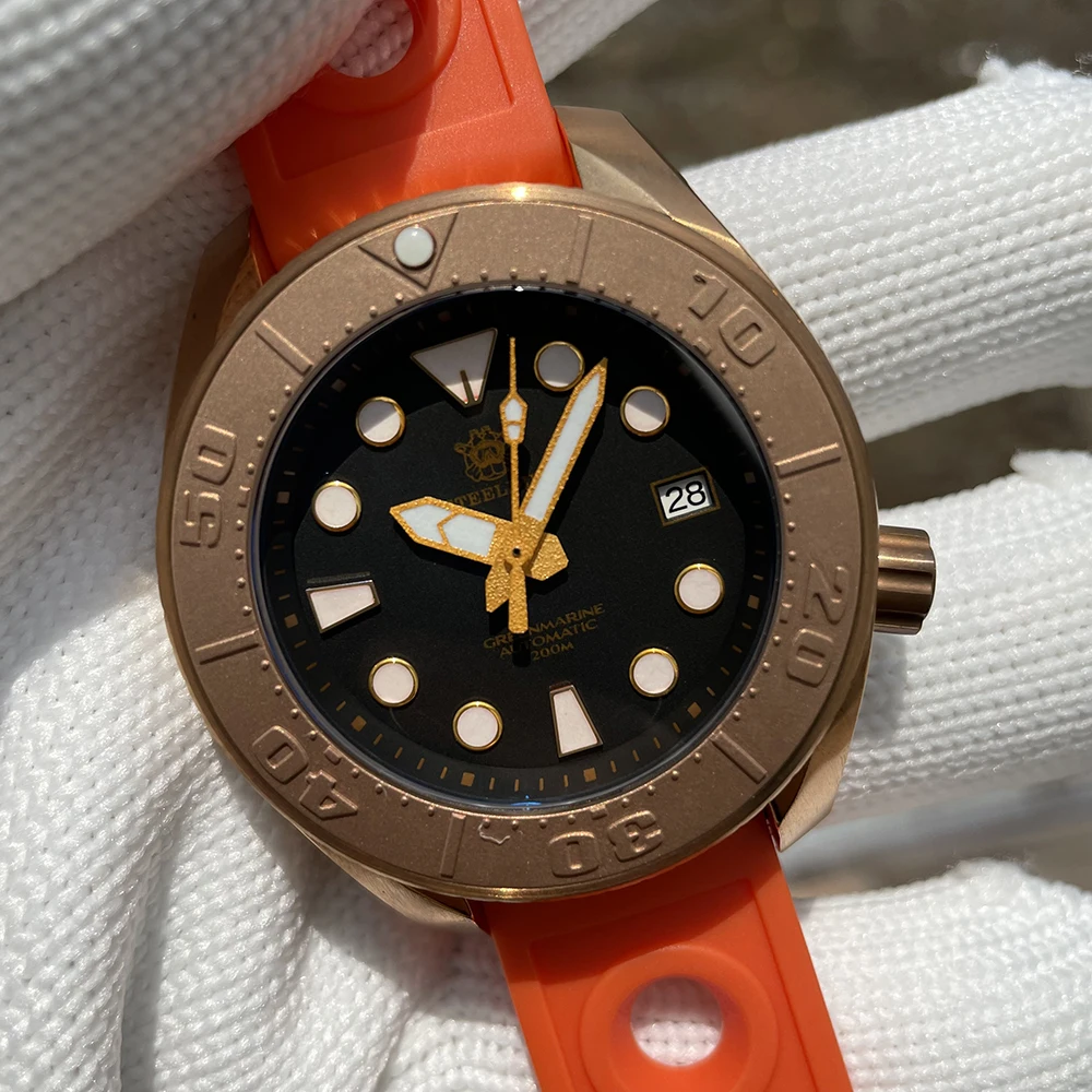 STEELDIVE SD1971S 200m Bronze Mens Diver Watch Waterproof Luminous Mechanical Watch Sapphire Crystal NH35 Automatic Watches Men