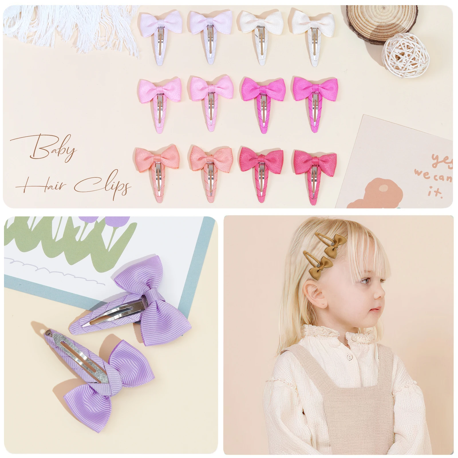 20/30 Stück Haarspangen mit Schleifen, Boutique-Grosgrain-Band, 2 Zoll Haarschleifen, rutschfeste Haarspangen für Kleinkinder – Detail 4