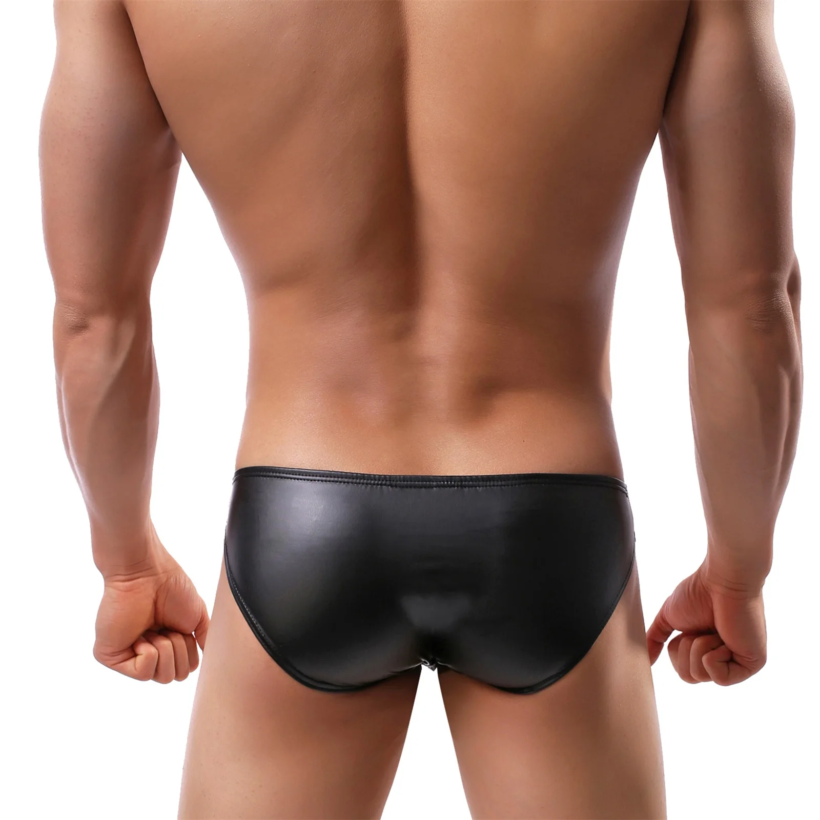 Men's Sexy PU Faux Leather Briefs Bulge Penis Pouch Underpants