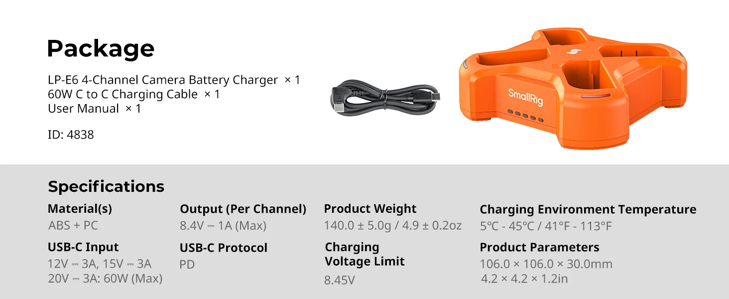 LP-E6NH 4-Channel Camera Battery Charger, w 60W Fast Charging LED Display for Im