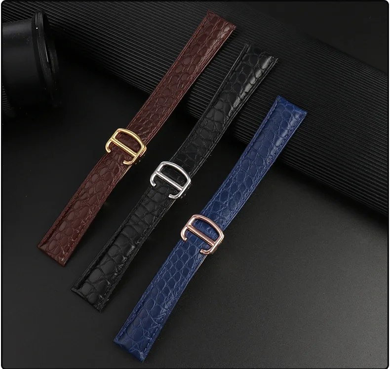 Schwarz Braun Blau Armband für Cartier Krokodilarmband Echtleder Tank Solo Key London Calibo Herrenarmband 20 22 23 24 25 – Detail 8