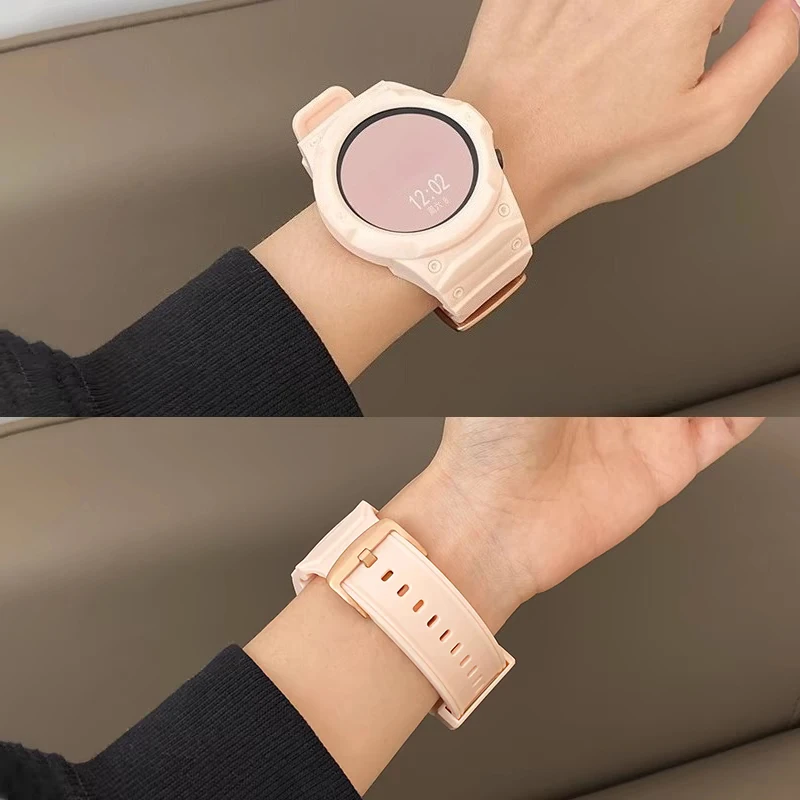 Enhanced Silicone Strap with PC Case for Smartwatch Sport Loop Band Bracelet
