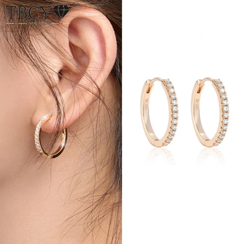 

TBCYD D Color Moissanite Eternity Hoop Earrings For Women S925 Silver 18K Rosegold Plated Diamond Hoops Sparkling Jewelry Gifts
