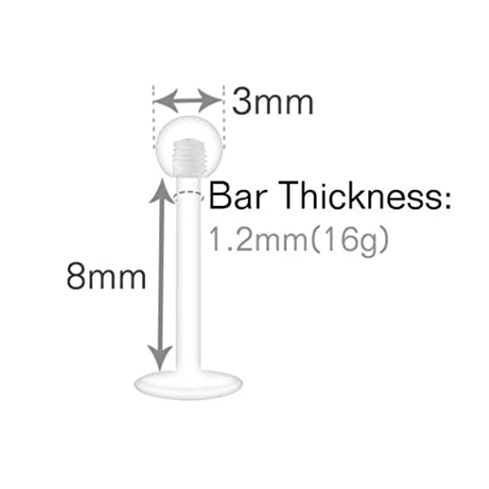 Clear Piercing Retainers Septum Retainer Studs Flexible Lip Ear Nose Tongue Ring Nipplering Cartilage Rook Daith Horseshoe