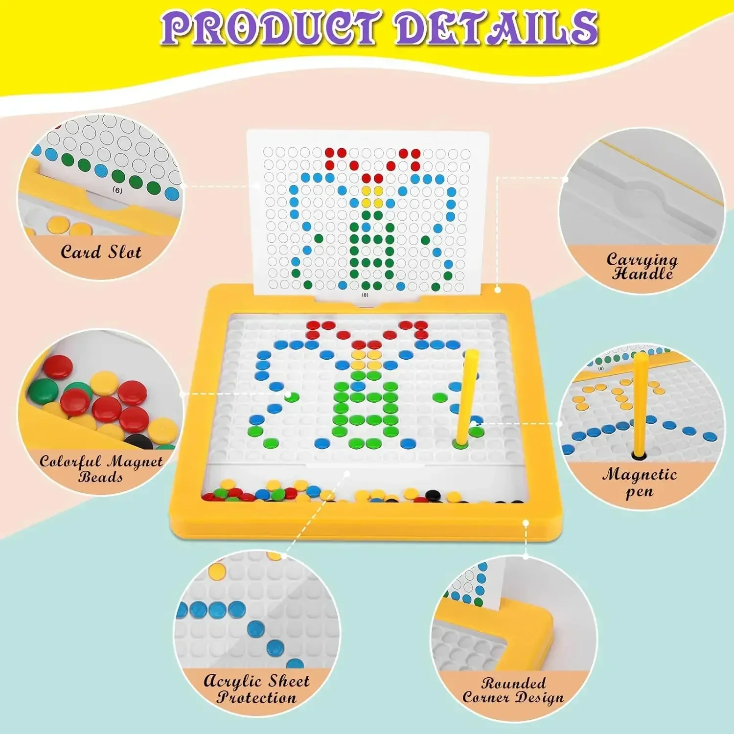 Magnetic Drawing Board for Toddlers Magnet Beads and Pen Drawing Board Montessori Educational Sensory Travel Toys 5