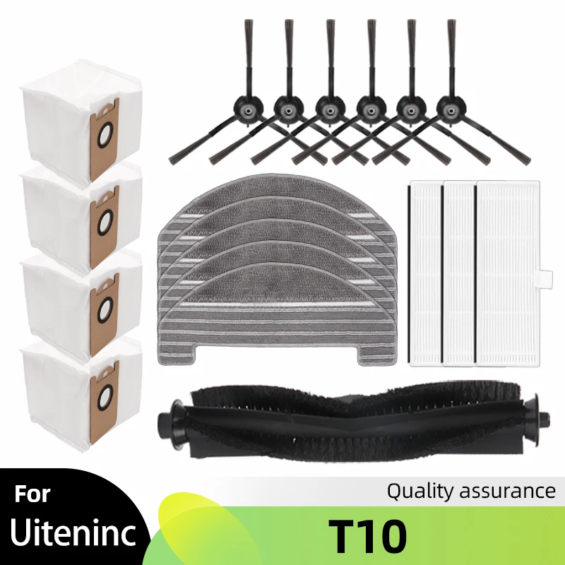 para Ultenic T10 Auto-vazio Robô Vácuo Peças de Reposição Acessórios Escova Principal Escova Lateral Filtro Hepa Mop Pano Bolsa de pó Substituição