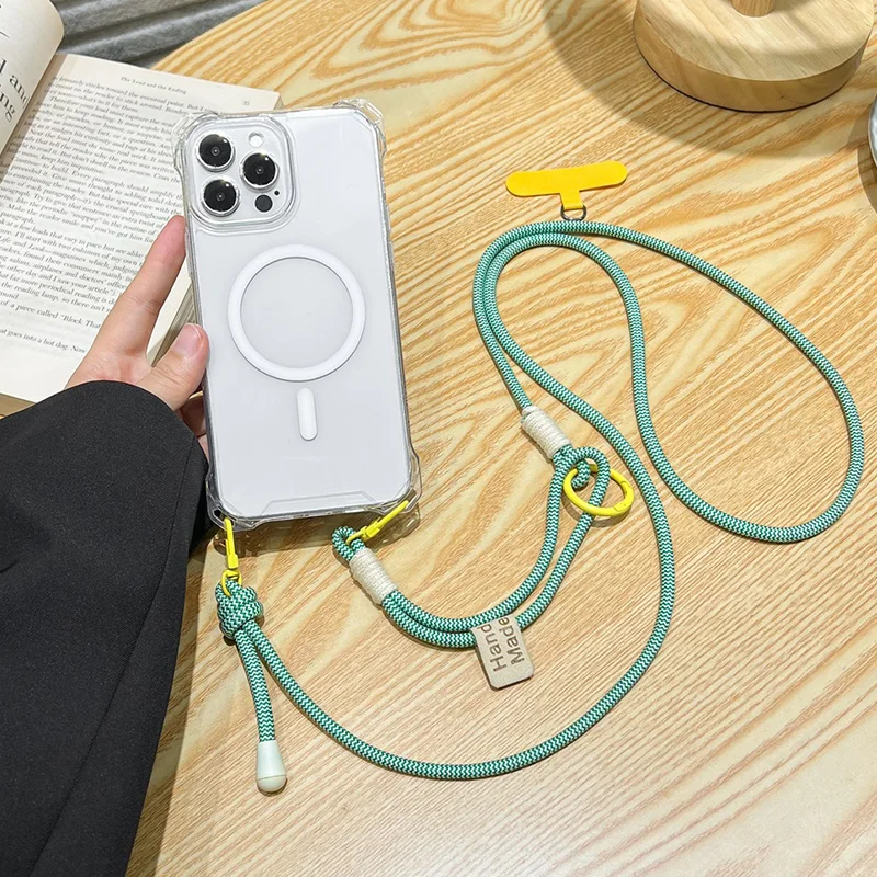 Magnetic Crossbody Necklace Strap Lanyard Case with Clear Soft Cover and Wireless Charging Compatibility