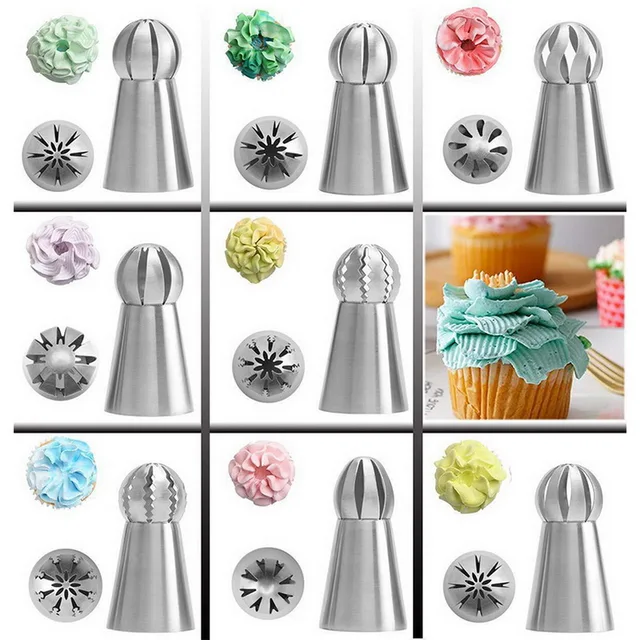 7/8 db Set Cupcake Rozsdamentes Acél Gömb Alakú Jegesedés Csővezetékek Fúvókák Tészta Krém Tippek Virág Fáklya Dekoráció - Image 3