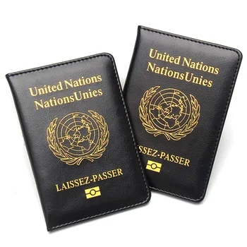 Porta passaporto UN aziendale leggero e portatile Custodia protettiva per passaporto in pelle PU unisex con motivo UN transfrontaliero dal design sottile
