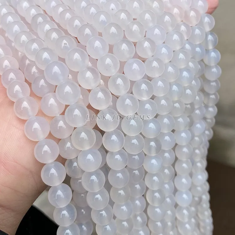 7A Top Quality Natural White Agate Beads Round Loose Spacer Onyx Bead For Jewelry Making DIY Charm Bracelets Necklace Accessory