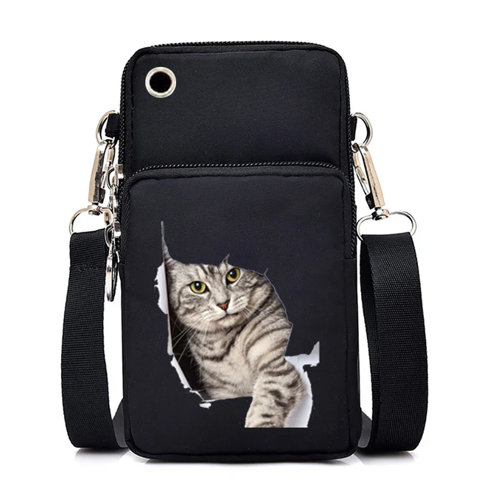 Cute Cat Graphics Women Crossbody Messenger Mobile Phone Bag mobile phone bag,women messenger bag