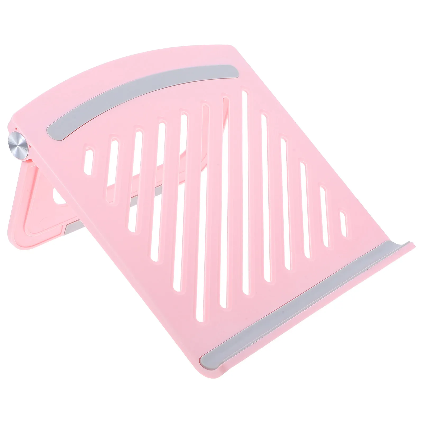 핑크색 접이식 통풍 노트북 스탠드, 높이 조절 및 다각도 인체공학적 노트북 받침대, 가정용 휴대용 쿨링 엘리베이터