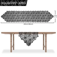 1pc Halloween Decoration Table Runner,Spider Web Black Lace Table Runner for Kitchen Dinner Table,Halloween Decoration Indoor 4