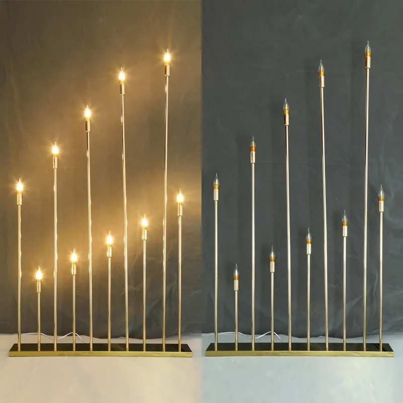 2 set 10 Heads Metal Candelabra Candle Holders Electric Wedding Table Centerpiece Road Lead Candelabrum Home Decor