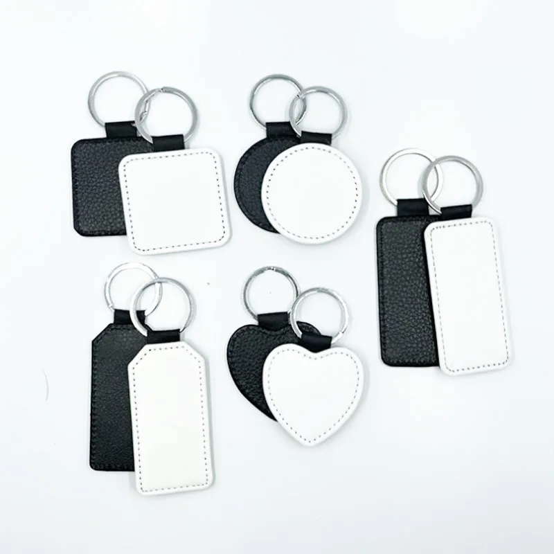 NEW Custom Blank Sublimation PU Back Keychain With Three Shapes