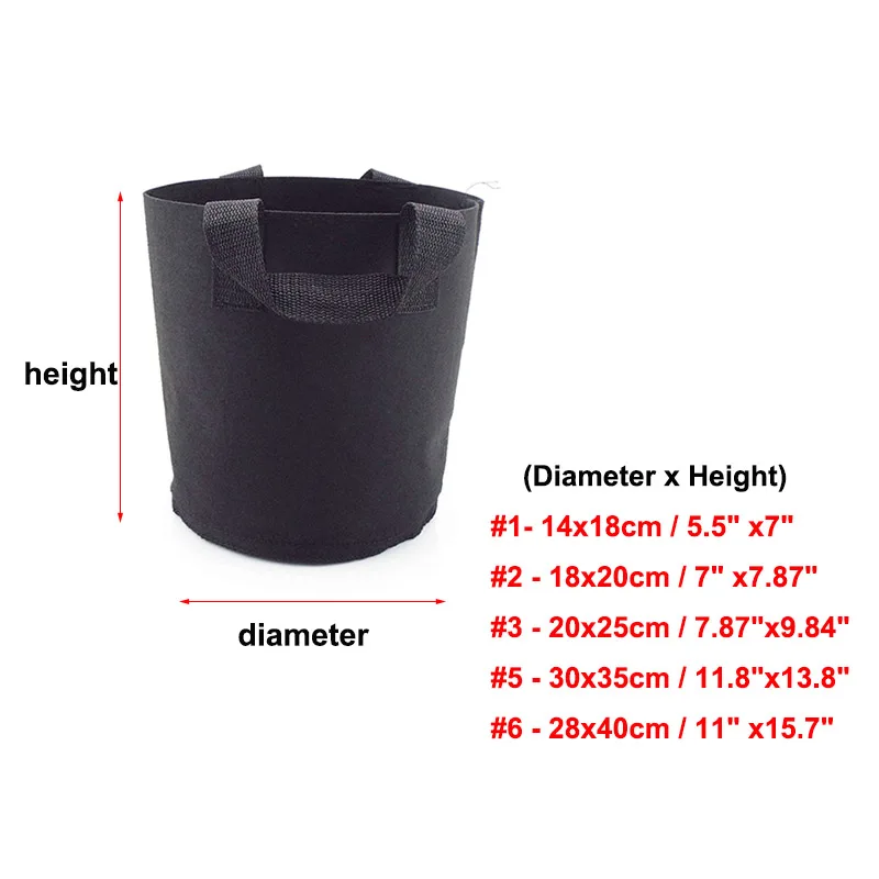 Tall Fabric Garden Pots and Planters for Nursery and Vegetable Growing