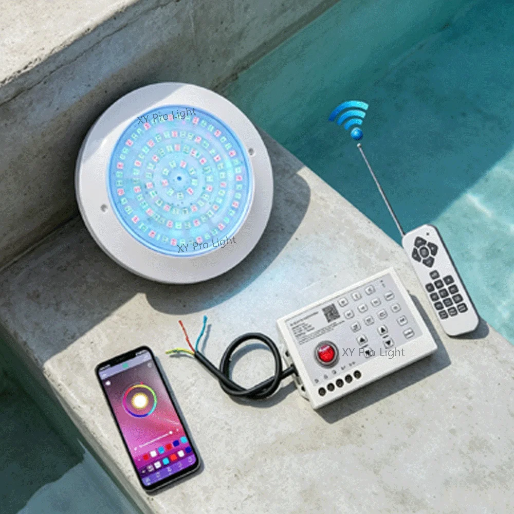 30W RGB LED 풀 조명 블루투스 APP 제어 DC12V 야외/실내 수중 조명 분수 조경 램프 Piscina Luz Spotlight