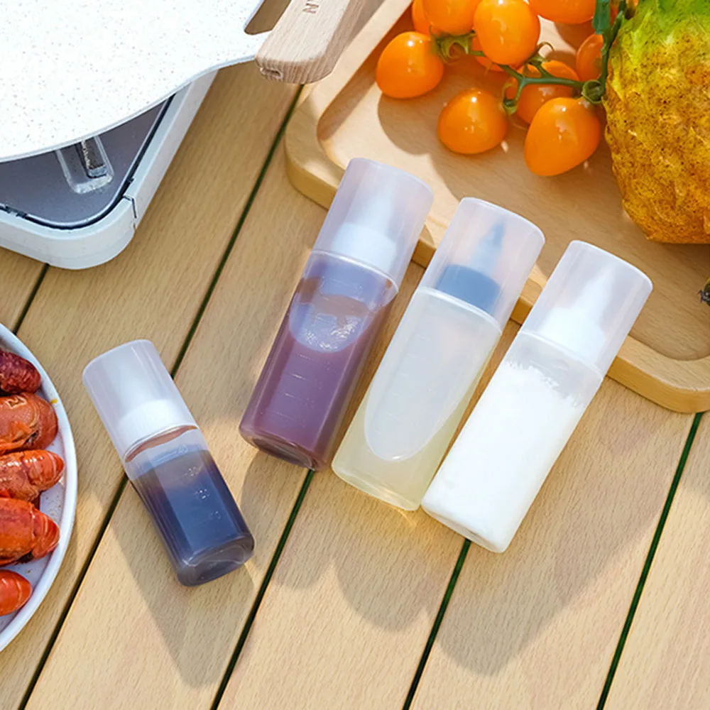 

40ml/80ml Mini Transparent Sauce Bottles Portable Leakproof Refillable Seasoning Seasoning Squeeze Bottles For Picnic Camping