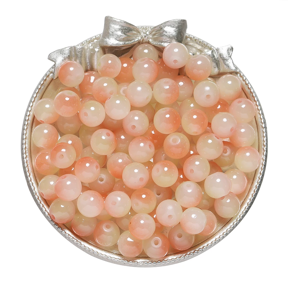 Colorful Round Glass Beads for DIY Jewelry Crafting - 50 Pieces