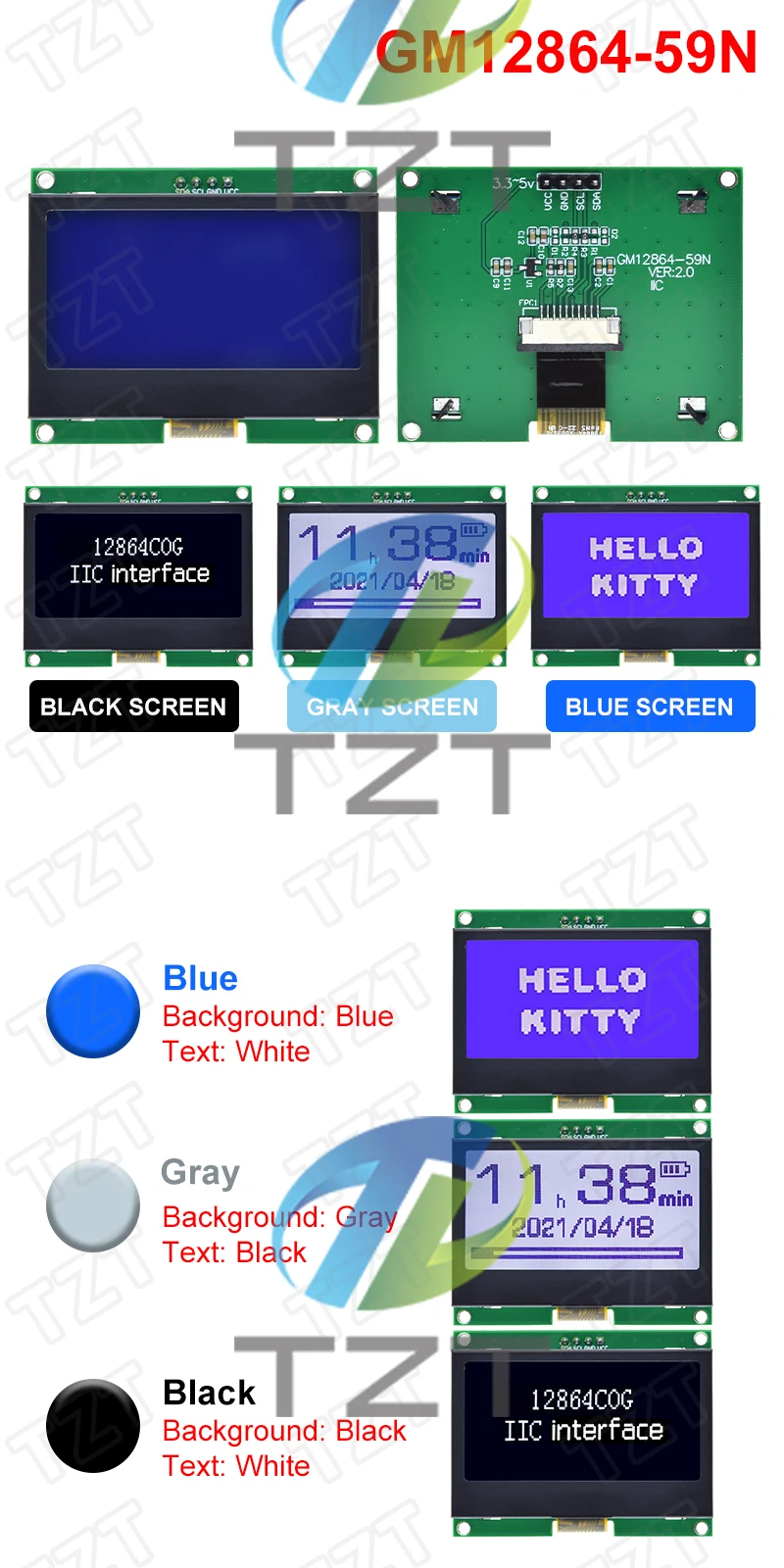 TZT 12864 IIC LCD Modul 128X64 I2C ST7567S COG Grafik Display Bildschirm Bord LCM Panel 128x64 Dot Matrix Bildschirm Für Arduino – Detail 4