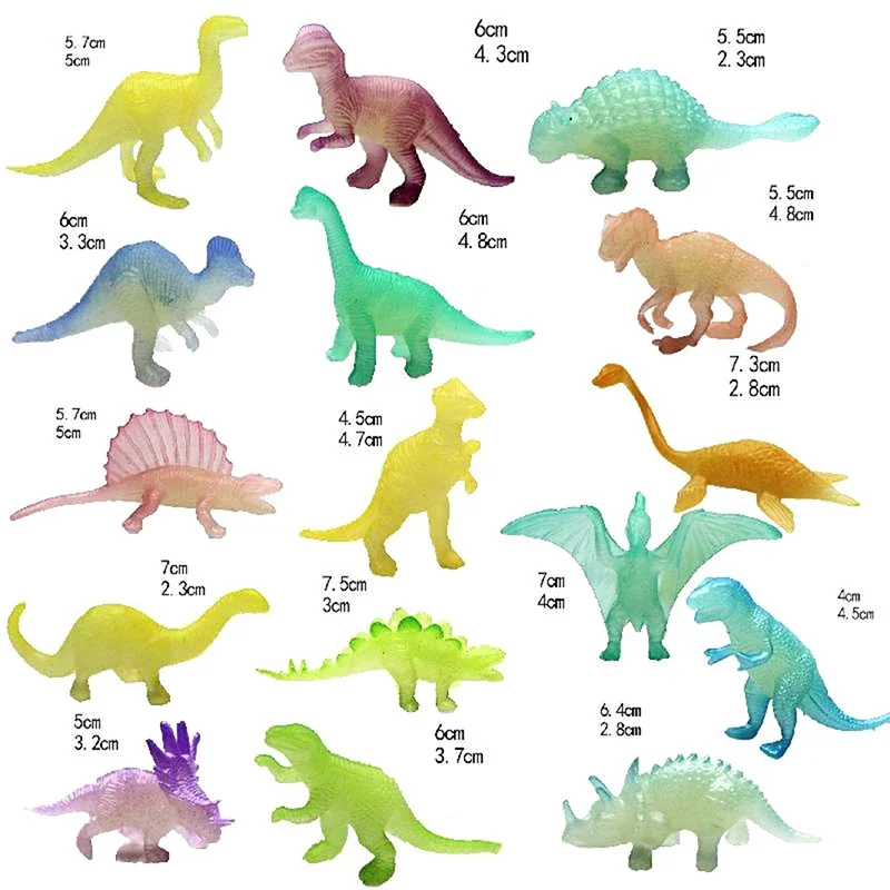 8/16 Pieces/bag Jurassic World Noctilucent Glow In The Dark Dinosaur Blocks Kids Action Figure Collectible Model Toy glow dark dinosaur blocks