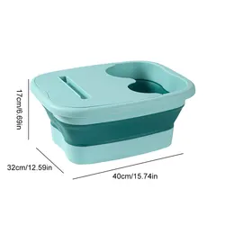 Compact Folding Foot Soaking Basin for Relaxation and Pain Relief (Green with lid)