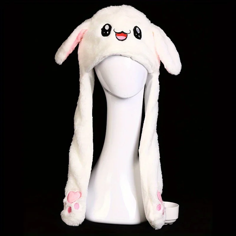 Women's Cute Beanies Hat Animal Rabbit Ears Glowing Moving Short Plush Warm Skullies Cap Autumn Winter Outdoor Travel Casual Hat 2