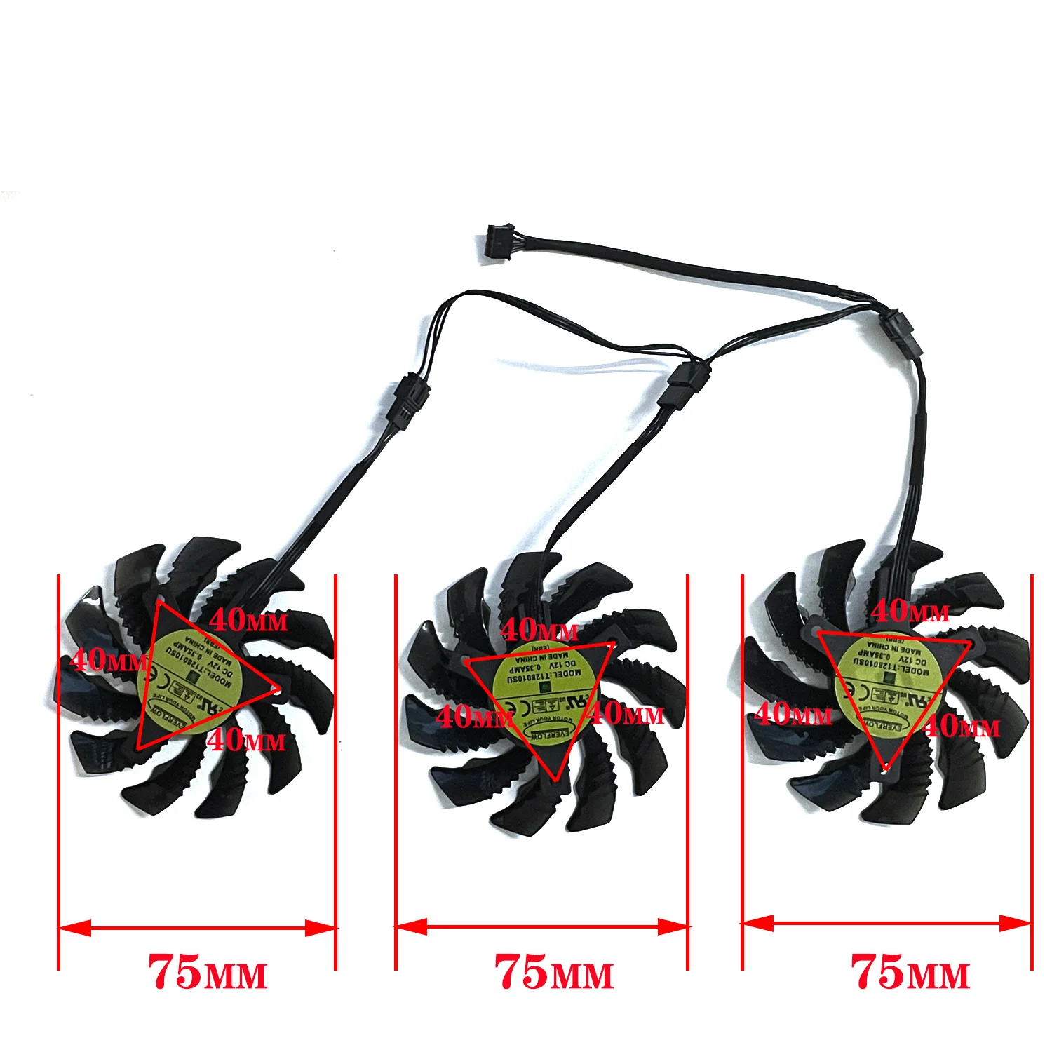 Ventilador de refrigeração para Gigabyte, T128010SU, 75mm,