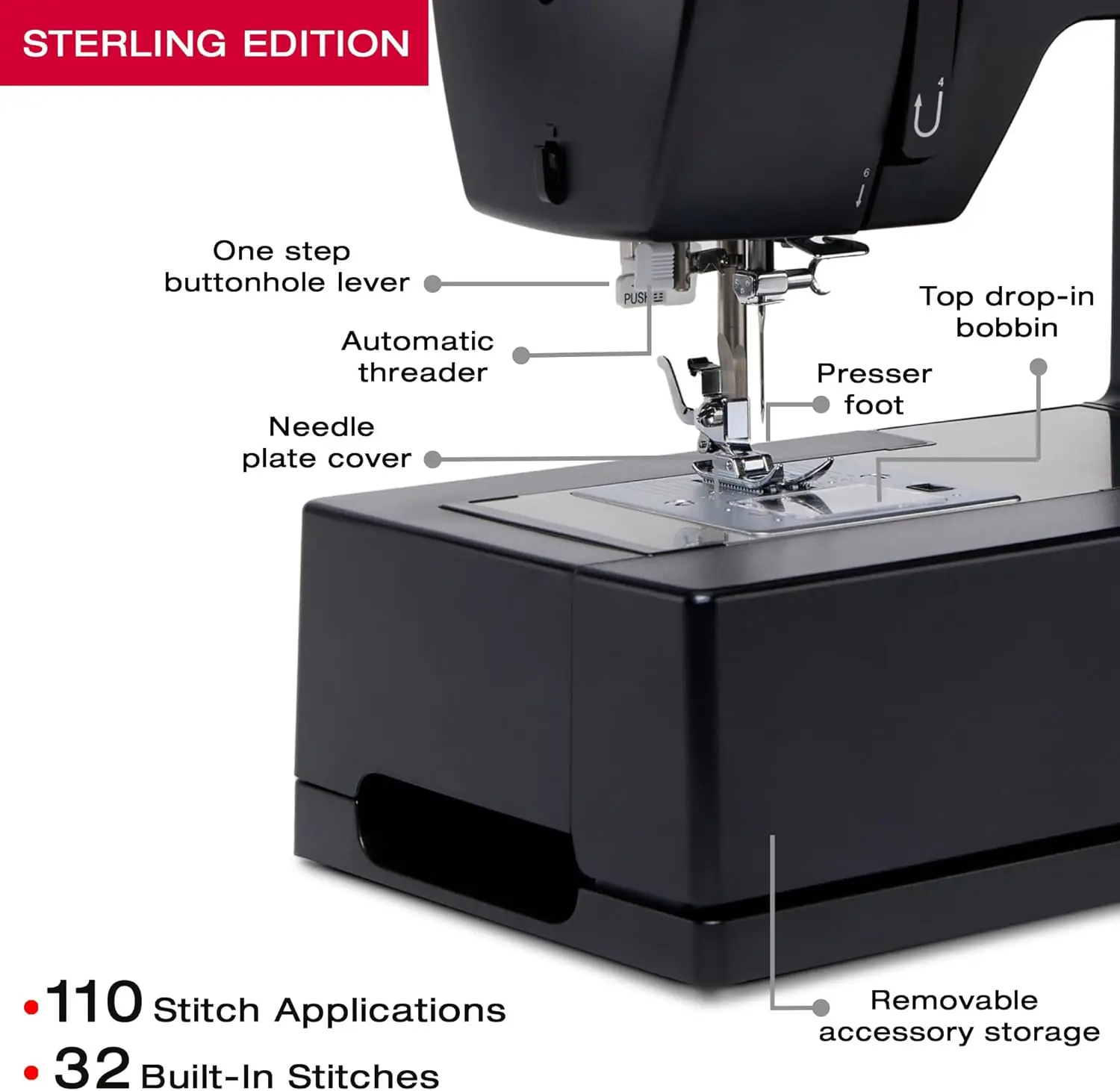 Heavy Duty 4432 Sewing Machine with Accessory Kit | Strong Motor with Enhanced Piercing Power, 110 Stitch Applications