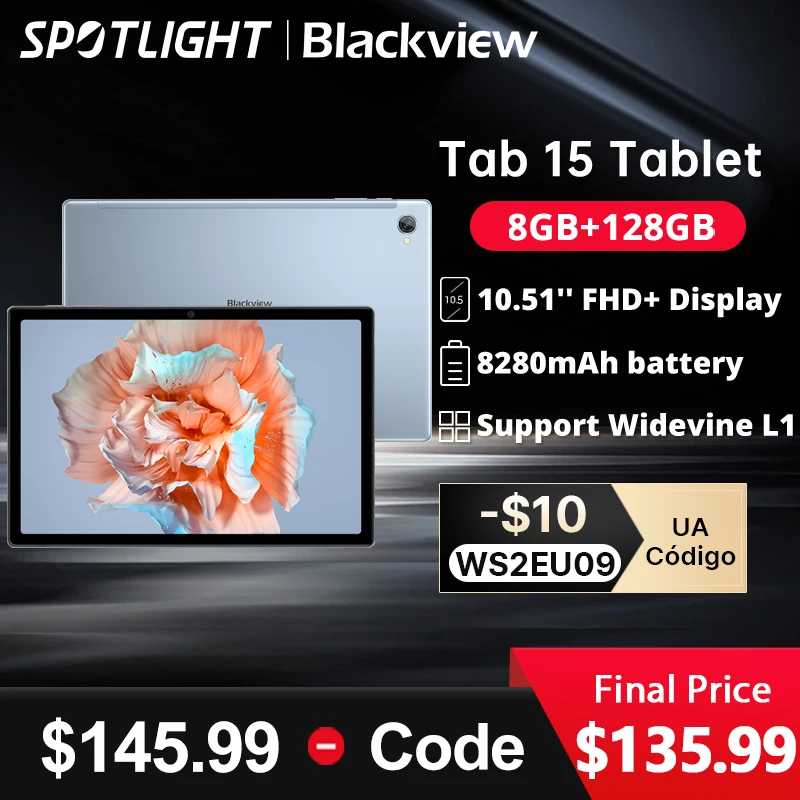 1948 World Premiere 】Blackview Tab 15 8Gb + 128Gb Tablet Android Pad Octa Core Unisoc T610 13Mp Fotocamera 8280Mah 10.51 ''Fhd + Display