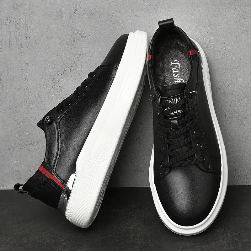 Cow Men Sneakers Elevator Shoes Hidden Heels Breathable Heightening Shoes 6cm Taller Men Leisure Fashion Lift Sports