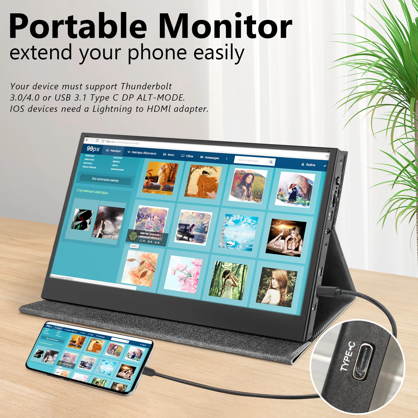 11.6 inch Mini Portable Monitor, HD TYPE-c/USB-C HDMI Laptop