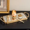 Golden Mirror Glass Tray Decorative Branch Storage Trays Dressing Table Jewelry Necklace Display Plate Cosmetics Organizer 1