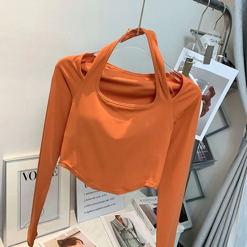 Yoga Top Yoga Shirt Sports Shirt Inside Padding Long Sleeve Yoga Clothes for Women Training Running Sexy Elastic Sports Blouses