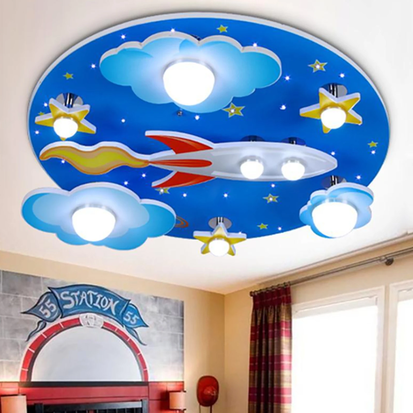 E27 Cartoon Plane plafoniera camera dei bambini lampada a sospensione lampada da camera per bambini ragazzi e ragazze Dimmer lampadario LED Baby Lamp Light