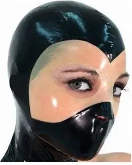 

100% Natural Latex Full covered Head hood condom mask restraints Rubber black and Transparent XS-XXL 0.45MM