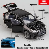 1/32 Toyota RAV4 SUV Off-Road Toy Car, JKM Diecast Metal Model Sound & Light Doors Openable Educational Collection Gift For Boy 2