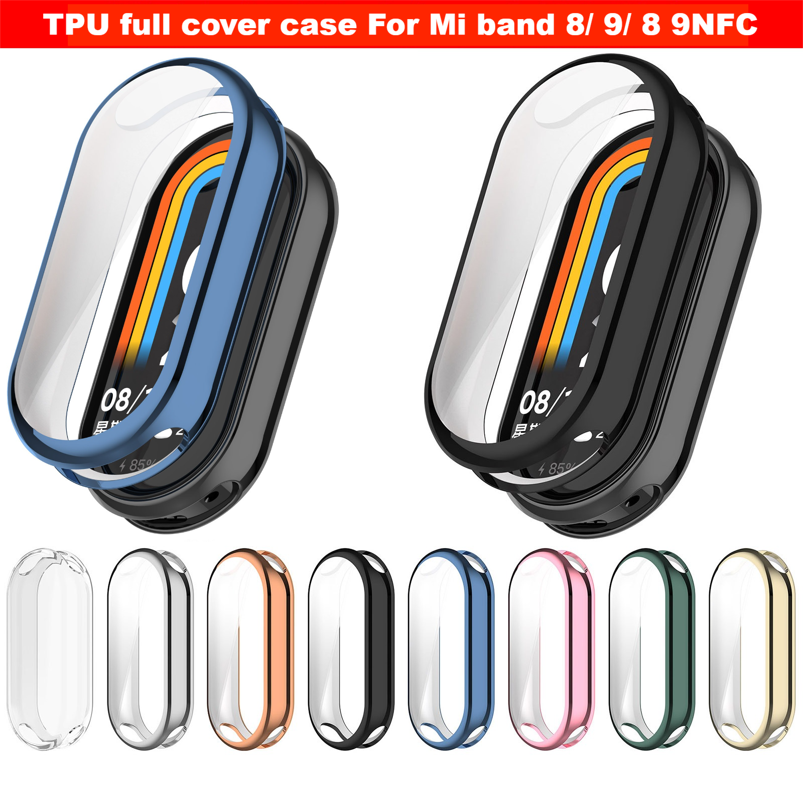 Full Cover TPU Case For Xiaomi Mi Band 9 Smartwatch Screen Protector For Xiaomi Mi Band 8 case Band 8 9 NFC Bracelet accessories