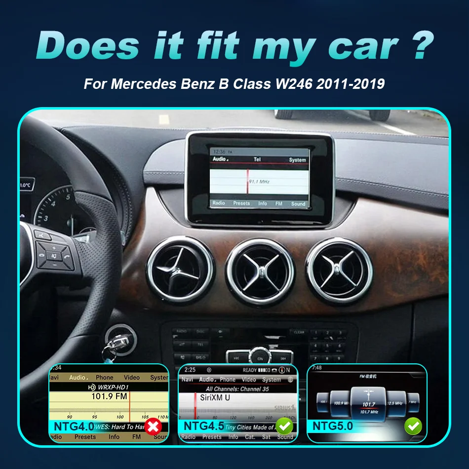 Pantalla táctil inalámbrica Carplay para Mercedes Benz Clase B W246 2011-2019 reproductor Multimedia de coche Radio Navi automotriz 2