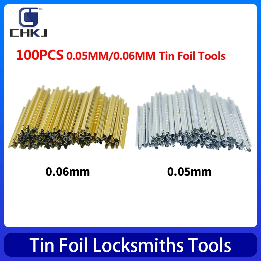 

CHKJ High Quality 100PCS/BOX 0.05MM/0.06MM Tin Foil Tools tin foil key consumables General-purpose tin foil Used Locksmith Tools